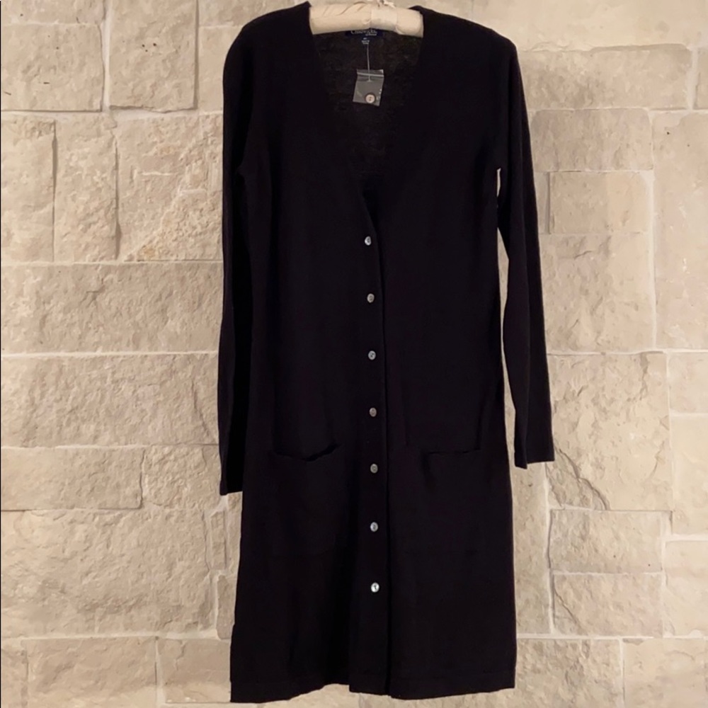 NWT Chadwicks Long Cardigan Black EUC—Med Tall